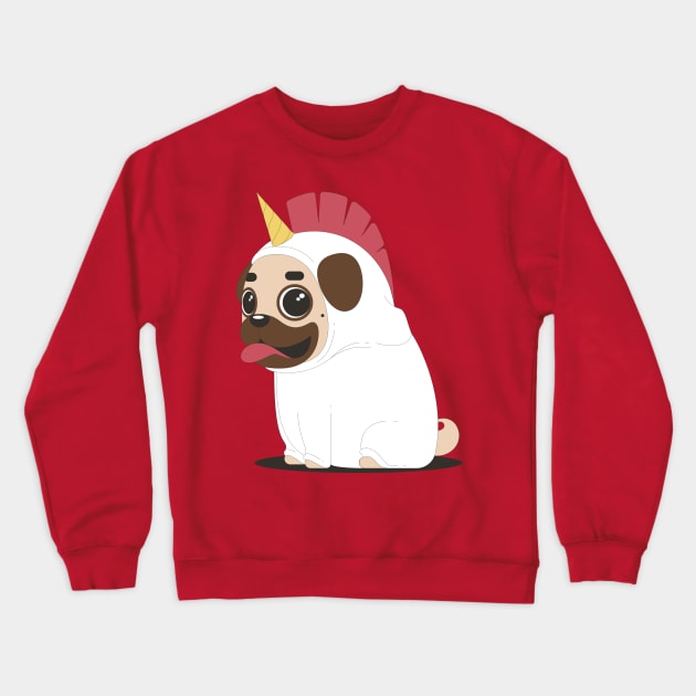 Pug Unicorn Crewneck Sweatshirt by Mako Design 